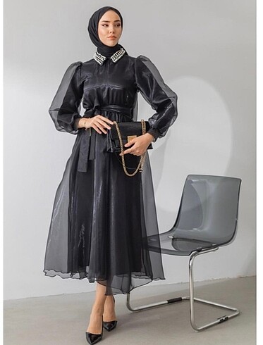 Hülya keser siyah organze abiye