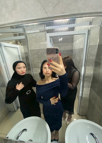 Uzun Lacivert Drapeli Kadın Elbise - Görsel 2