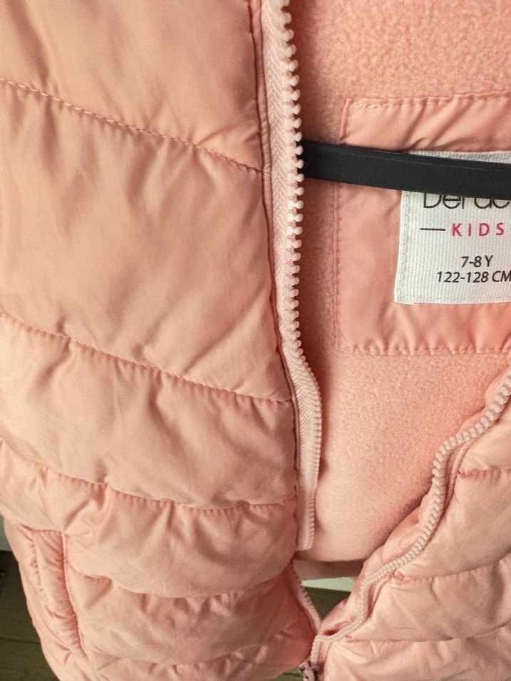 Kız Çocuk Pembe Kapüşonlu Fermuarlı Yelek - Görsel 3