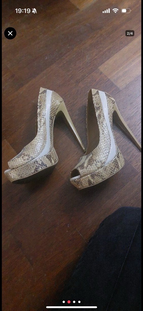 Bej Yılan Desenli sertaç delibaş tasarım el yapımı ayakkabı yeni - Görsel 2