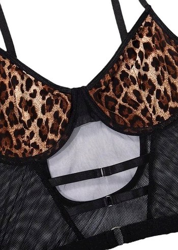 Leopar Desenli Kadın Bodysuit - Görsel 4