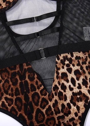 Leopar Desenli Kadın Bodysuit - Görsel 3