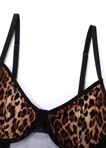 Leopar Desenli Kadın Bodysuit - Görsel 5