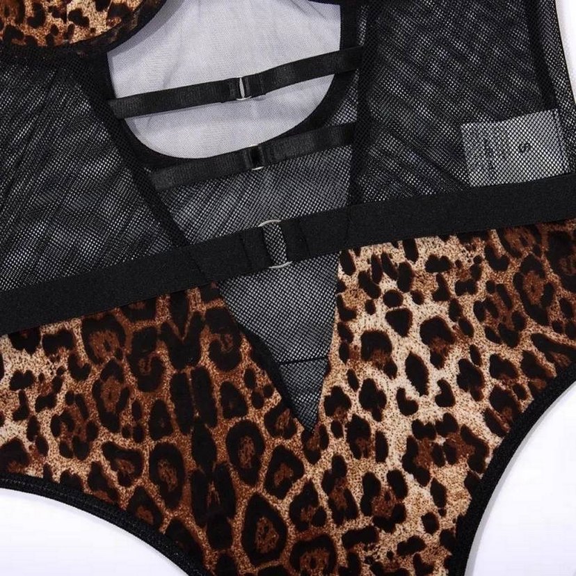 Leopar Desenli Kadın Bodysuit - Görsel 3