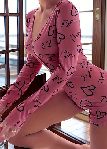 Kadın Leopar Desenli Uzun Kollu Tulum - Görsel 5