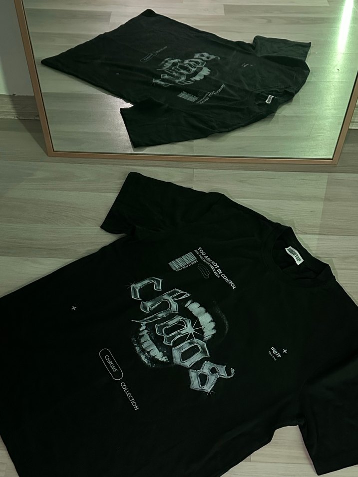 Siyah Baskılı Erkek Tişört - Görsel 3