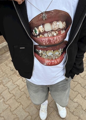 Gri Baskılı Oversize Erkek Tişört - Görsel 3