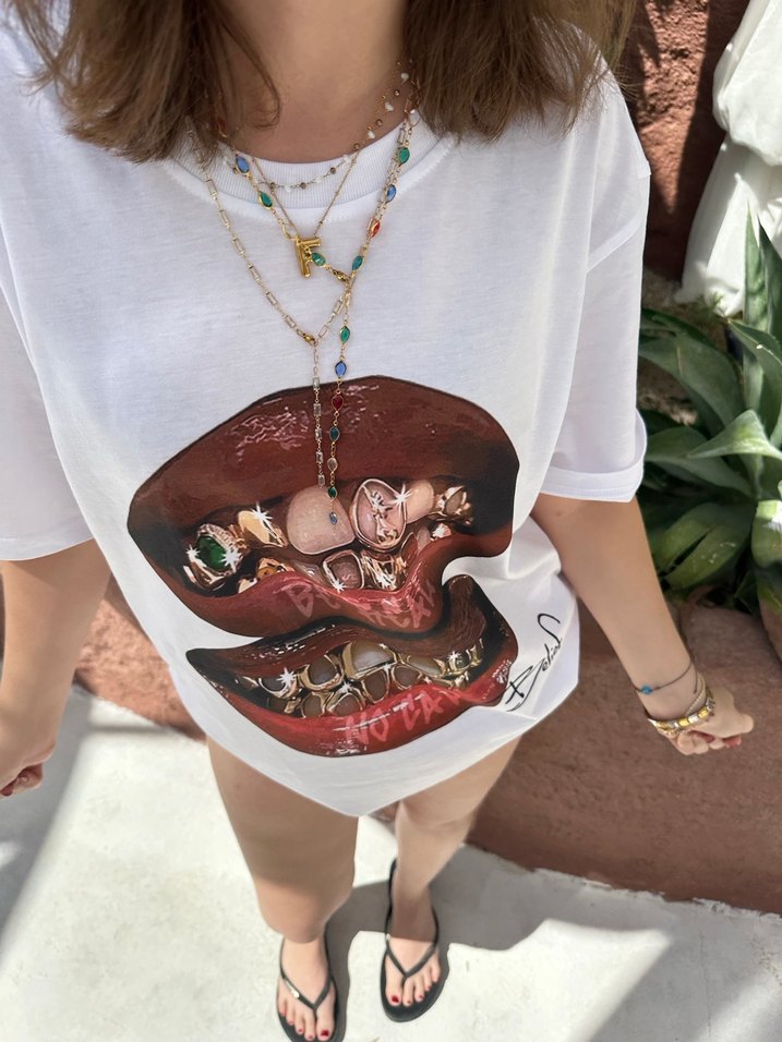 Gri Baskılı Oversize Erkek Tişört - Görsel 4