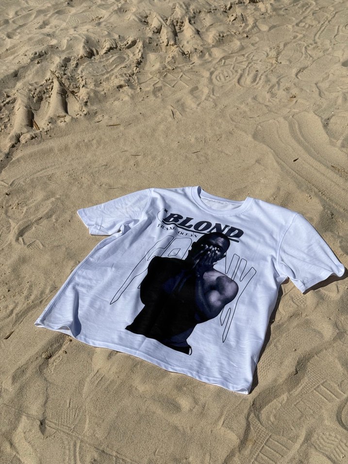 Baskılı Beyaz Oversize Erkek Tişört - Görsel 4