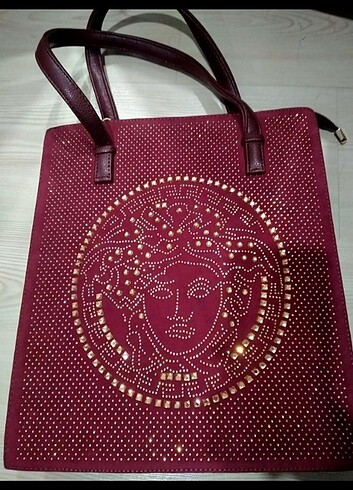 Bordo renk #kaliteli #Versace desen #taşlı çanta