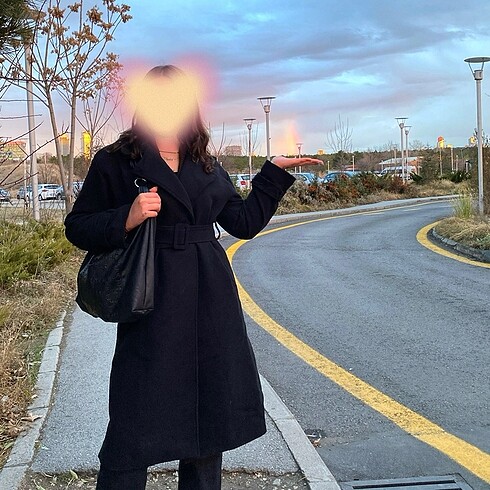Oversize Kemerli Yünlü Kaşe Kaban