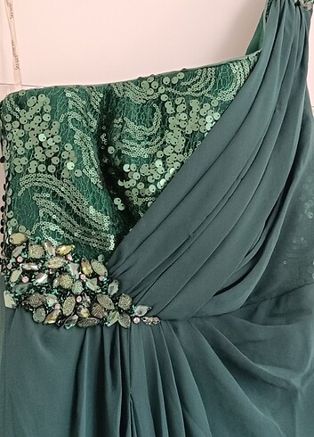 36 Beden yeşil Renk Saygın Nişan Elbisesi, Abiye