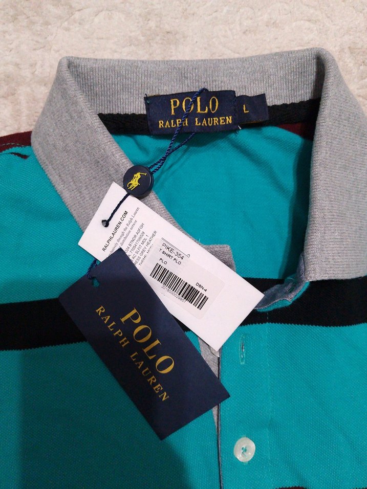 Turkuaz Çizgili Erkek Polo Tişört - Görsel 2