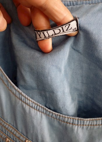 Mavi Bohem Uzun Hamile Kot Elbise - Görsel 4