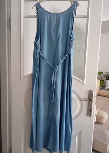 Mavi Bohem Uzun Hamile Kot Elbise - Görsel 3