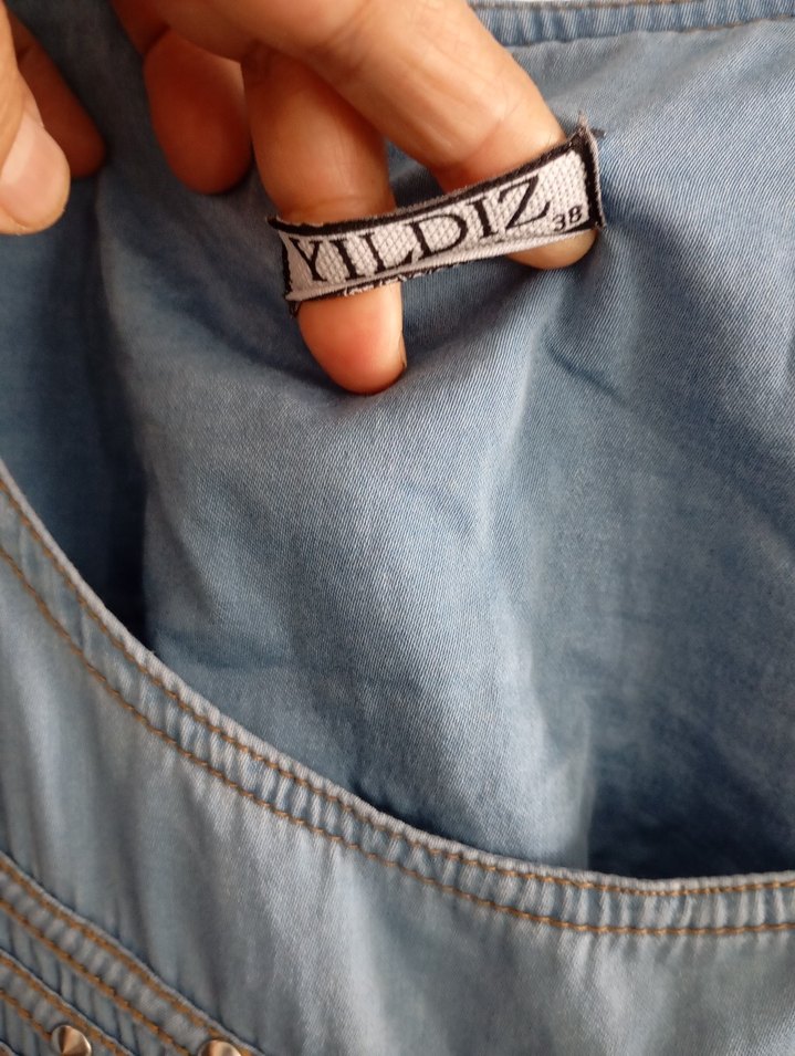 Mavi Bohem Uzun Hamile Kot Elbise - Görsel 4