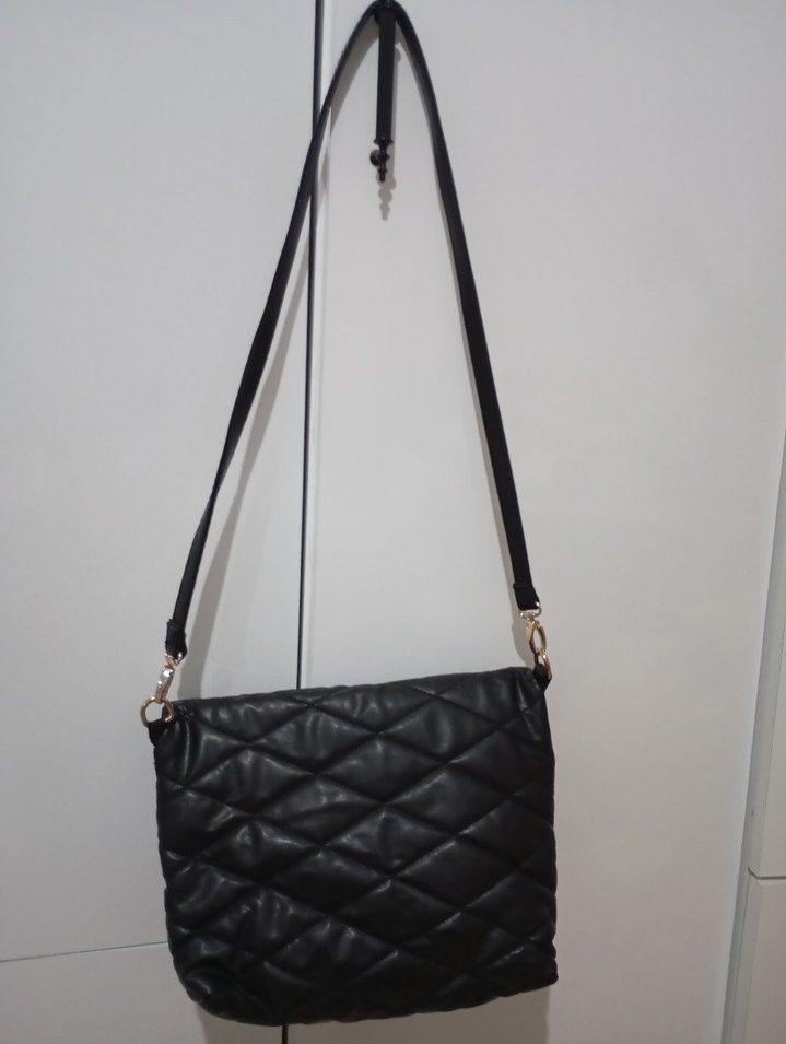 Siyah Deri Fermuarlı Kadın Çanta - Görsel 3