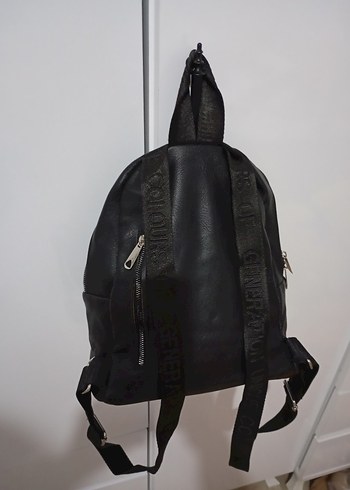 Siyah Deri Fermuarlı Biker Sırt Çantası - Görsel 4