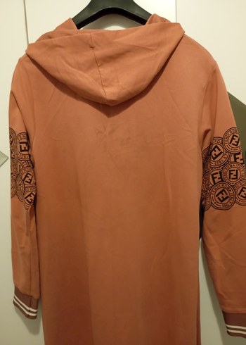 Uzun Kollu Zincir Detaylı Kahverengi Tunik - Görsel 6