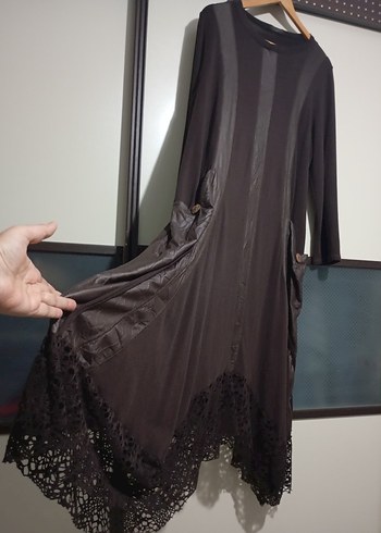 Uzun kahve rengi Gotik Kadın Elbise - Görsel 2