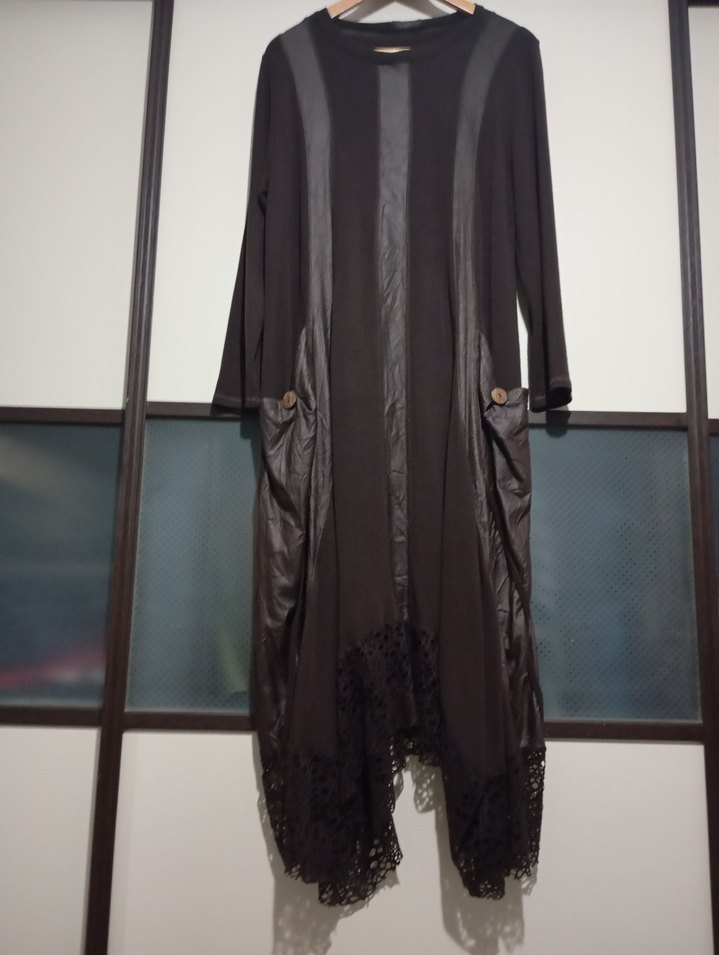 Uzun kahve rengi Gotik Kadın Elbise - Görsel 3