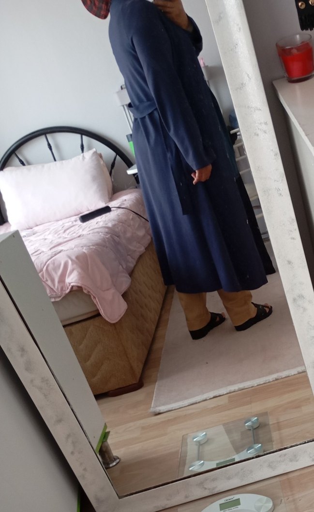 Kadın Uzun Lacivert Denim Kaban - Görsel 3