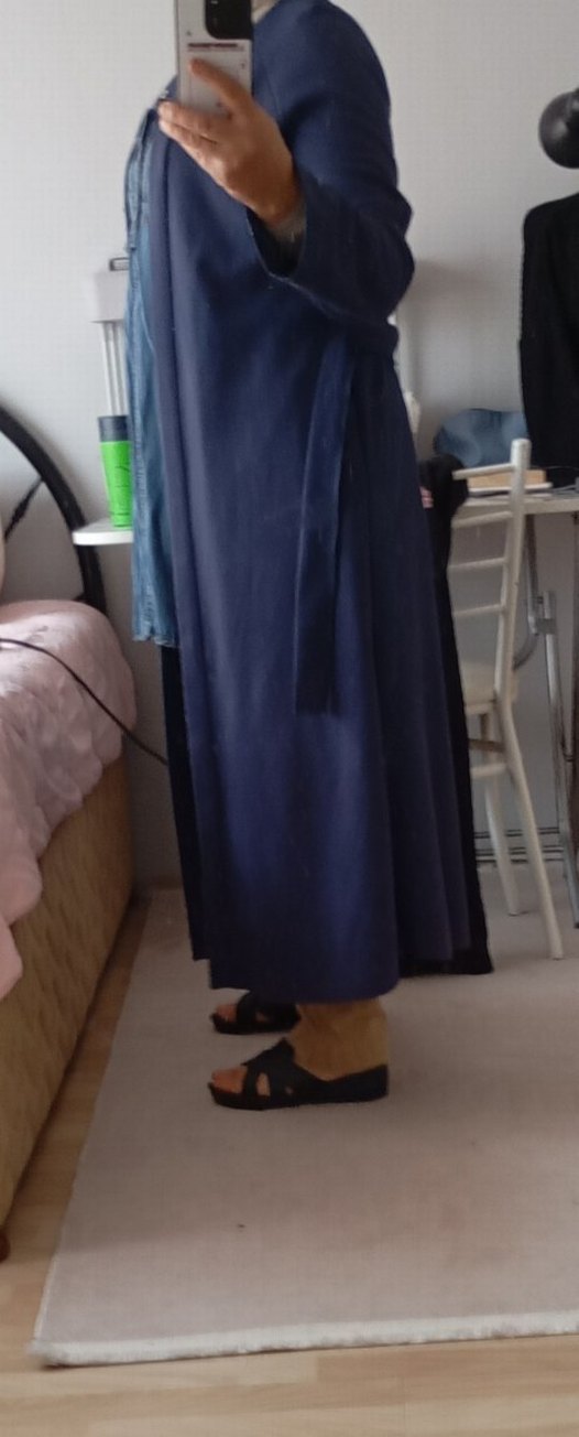 Kadın Uzun Lacivert Denim Kaban - Görsel 4