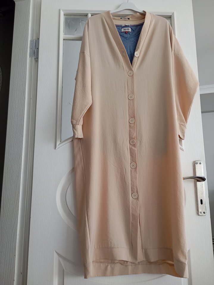 Bej Uzun Kollu Salaş Kadın kap - Görsel 2