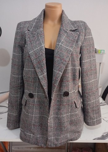 Düğmeli Gri Kadın Blazer Ceket - Görsel 2