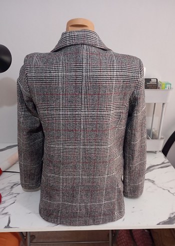 Düğmeli Gri Kadın Blazer Ceket - Görsel 5