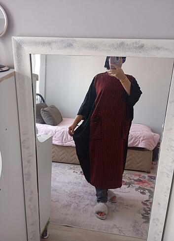universal Beden bordo Renk Uzun elbise