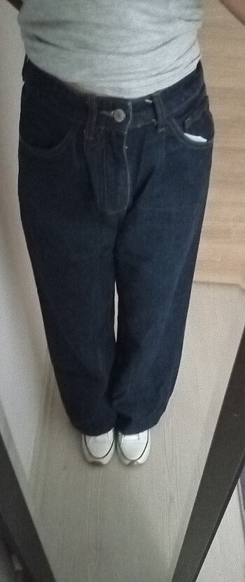 lacivert wide leg jean