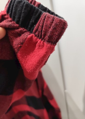 Kırmızı Siyah Ekose Fermuarlı Sweatshirt - Görsel 5