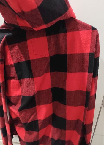 Kırmızı Siyah Ekose Fermuarlı Sweatshirt - Görsel 3