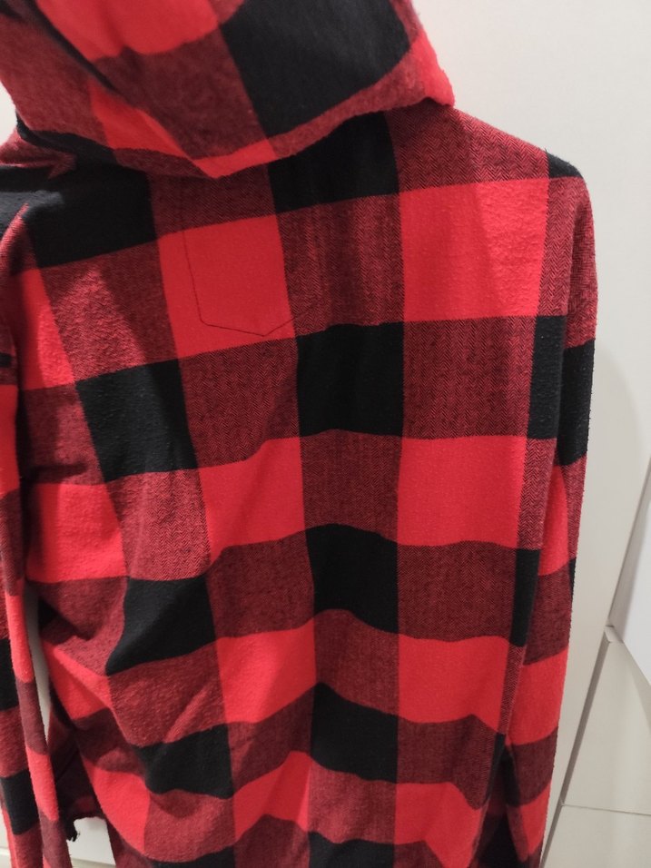 Kırmızı Siyah Ekose Fermuarlı Sweatshirt - Görsel 2