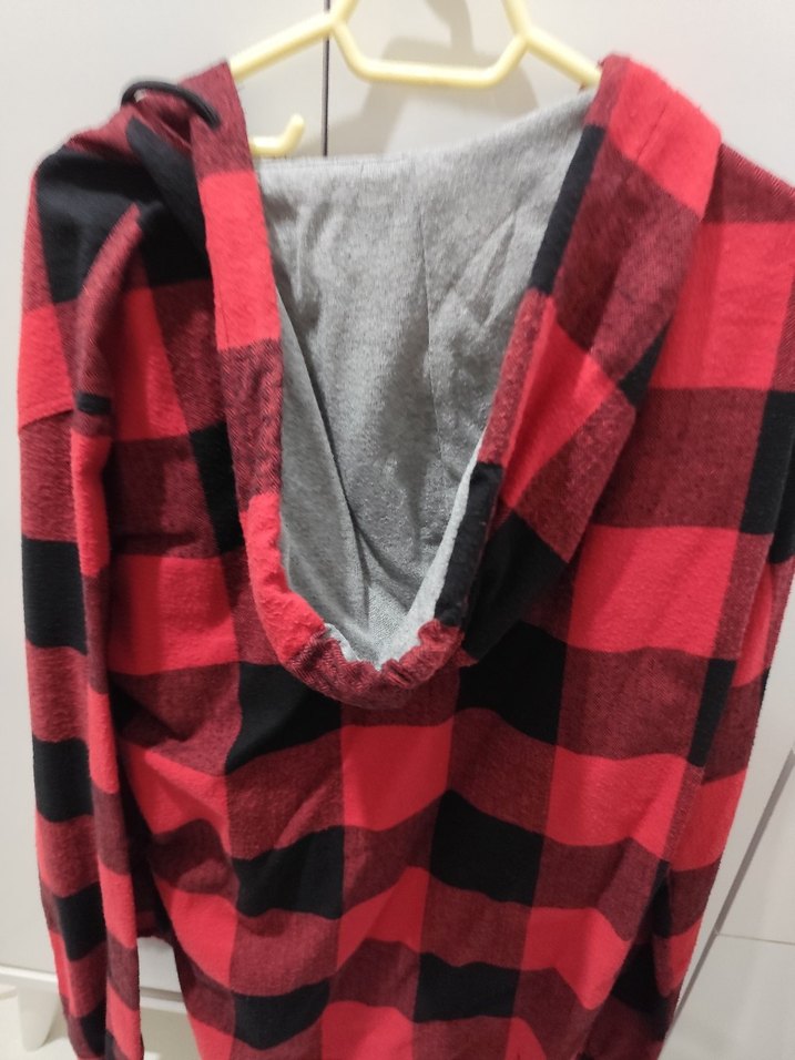 Kırmızı Siyah Ekose Fermuarlı Sweatshirt - Görsel 4