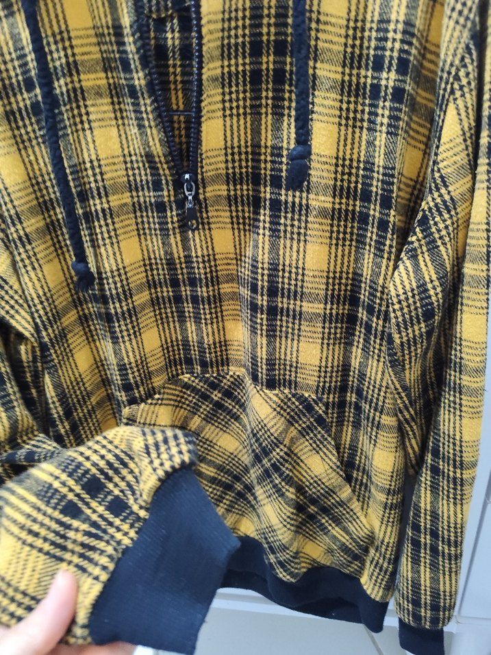 Düğmeli Sarı Ekose Midi Hamile Eteği - Görsel 3