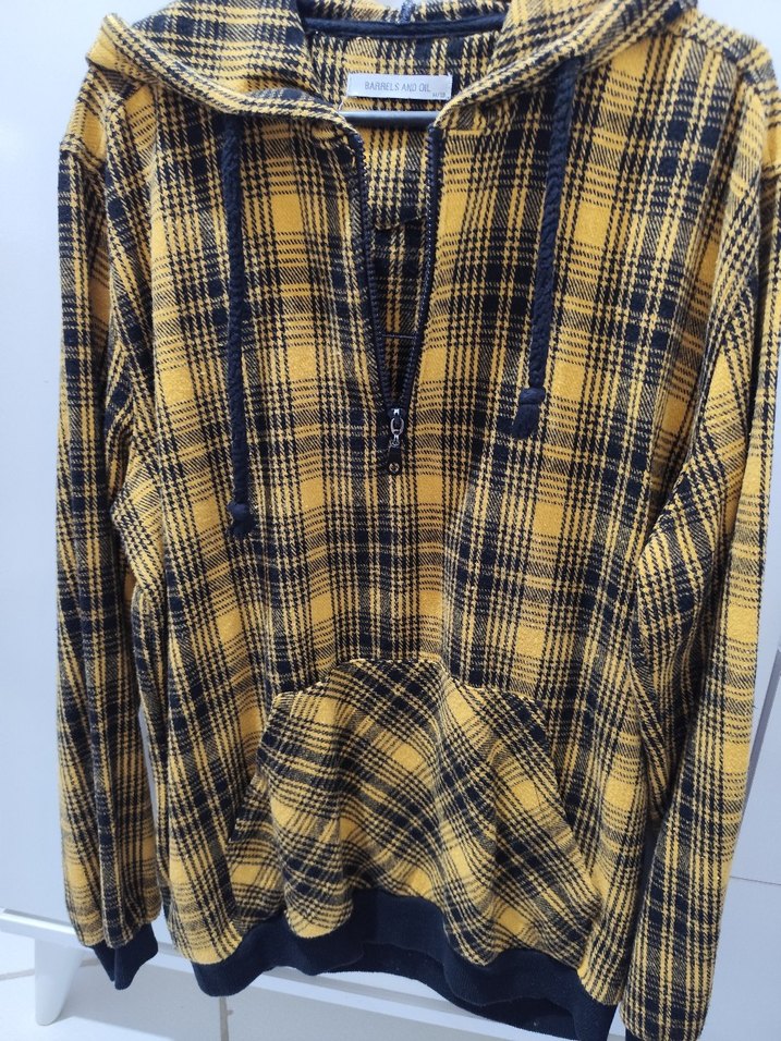 Düğmeli Sarı Ekose Midi Hamile Eteği - Görsel 2