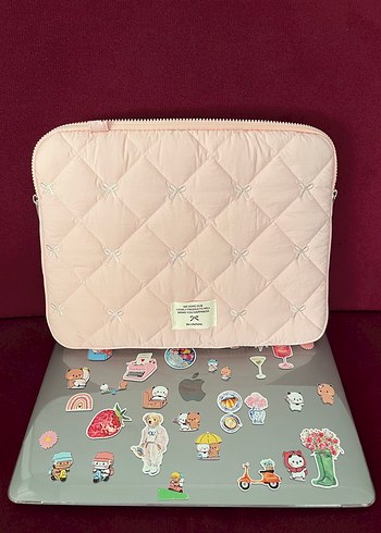 Sıfır Dizüstü Bilgisayar çantası pembe nakışlı 33,02/35,56 cm