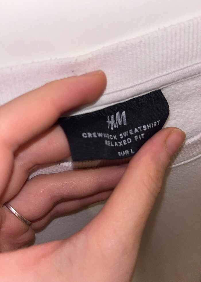 Hm beyaz sweat l beden - Görsel 5