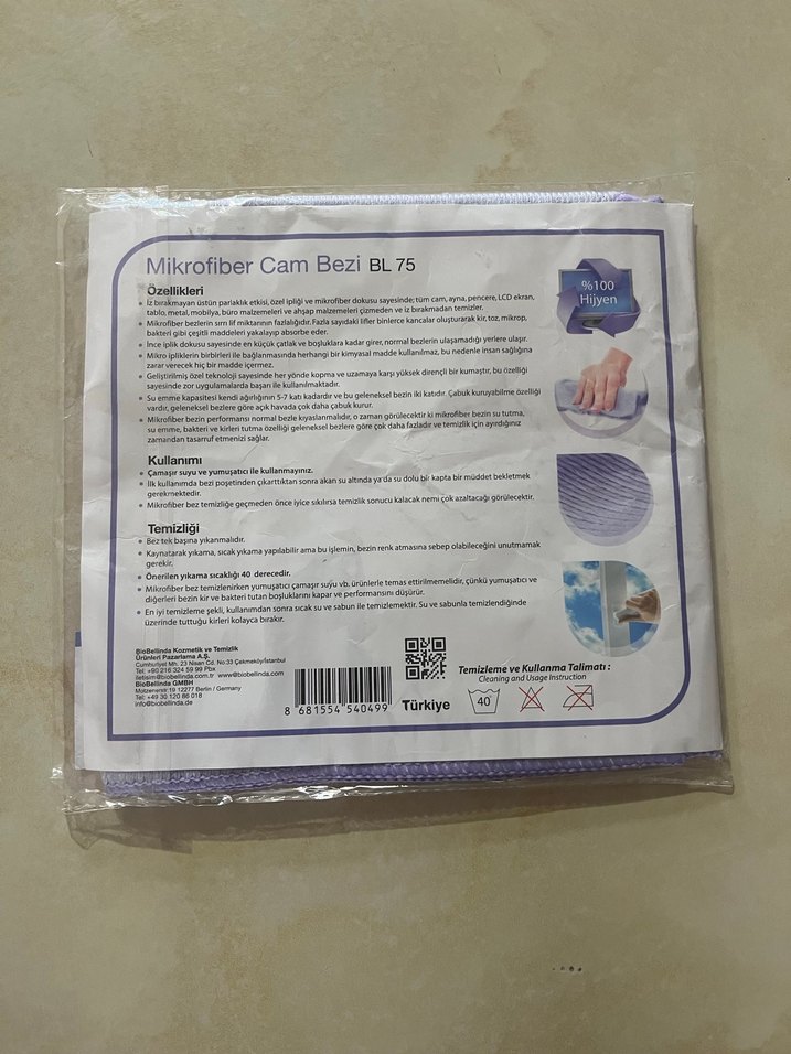 Biobellinda Mikrofiber Cam Bezi Gri-Mor - Görsel 2