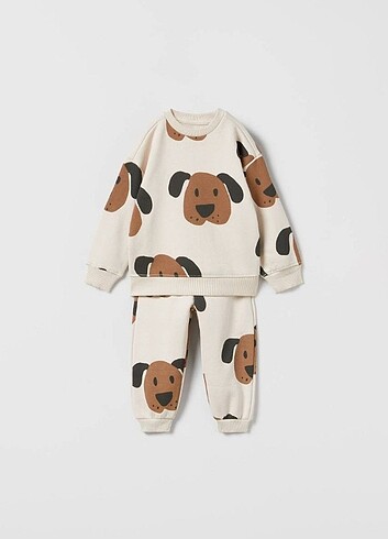 ZARA KÖPEKCİK DESENLİ PAMUKLU TAKIM