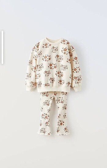 ZARA YENİ SEZON ÇİÇEK DESENLİ SWEATSHİRT ve FİTİLLİ TAYT TAKIM