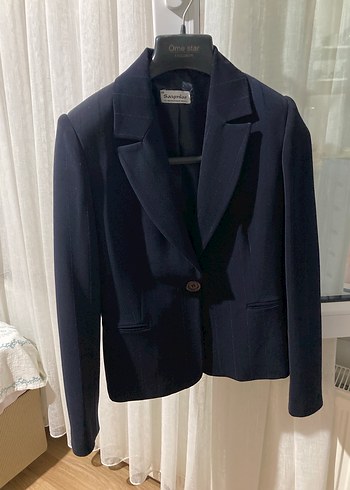 Lacivert kadın vücuda oturan blazer