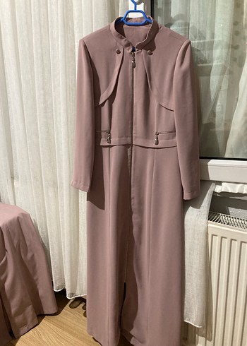 pembe tesettür kadın şık pardesü