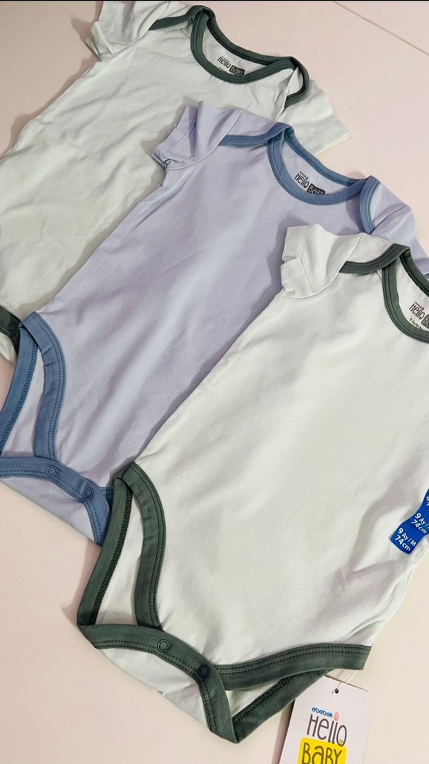 Mavi Bebek Erkek Kısa Kollu Body 3'lü - Görsel 2