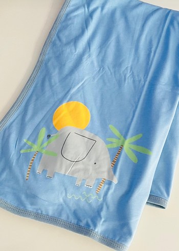Mavi Fil Desenli Çocuk Battaniyesi - Görsel 2