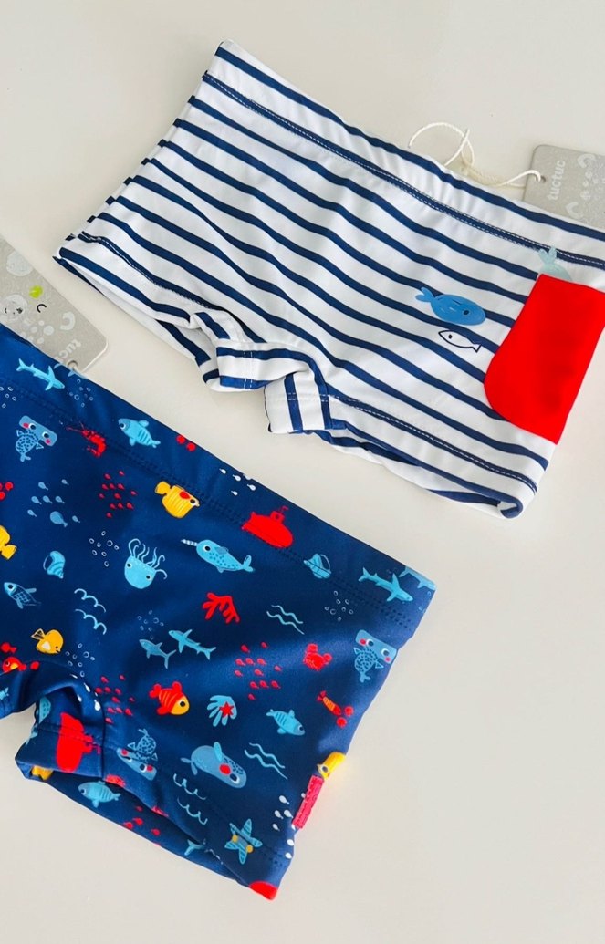 Çizgili ve Deniz Desenli Erkek Çocuk Mayo - Görsel 2