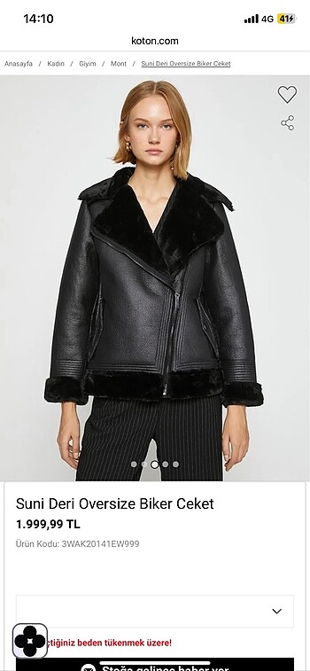 xs Beden Koton biker ceket xs
