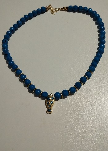 Mavi Boncuklu, balık figürlü kolye - Görsel 3